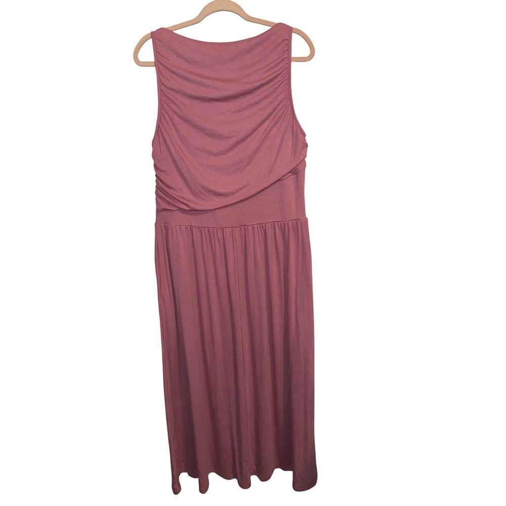BTFBM‎ Womens Ruched Sleeveless Maxi Dress Mauve Asymmetrical Waist XL NEW - Picture 5 of 9